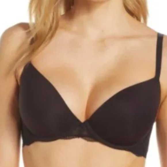 J.Crew Everyday Lace Trim Underwire T-shirt Bra Black 36C‎ - Picture 1 of 6